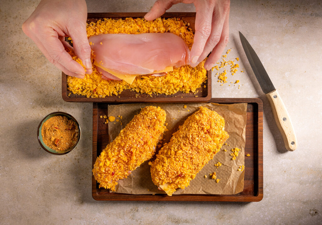 Kip cordon blue met Hela Beef Burgermix