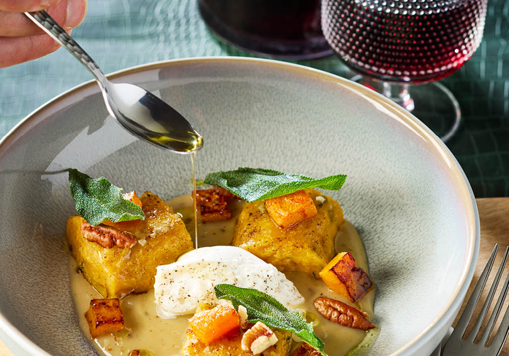 Gnocchi van pompoen met Hela Maaltijdsaus Bonte Peper