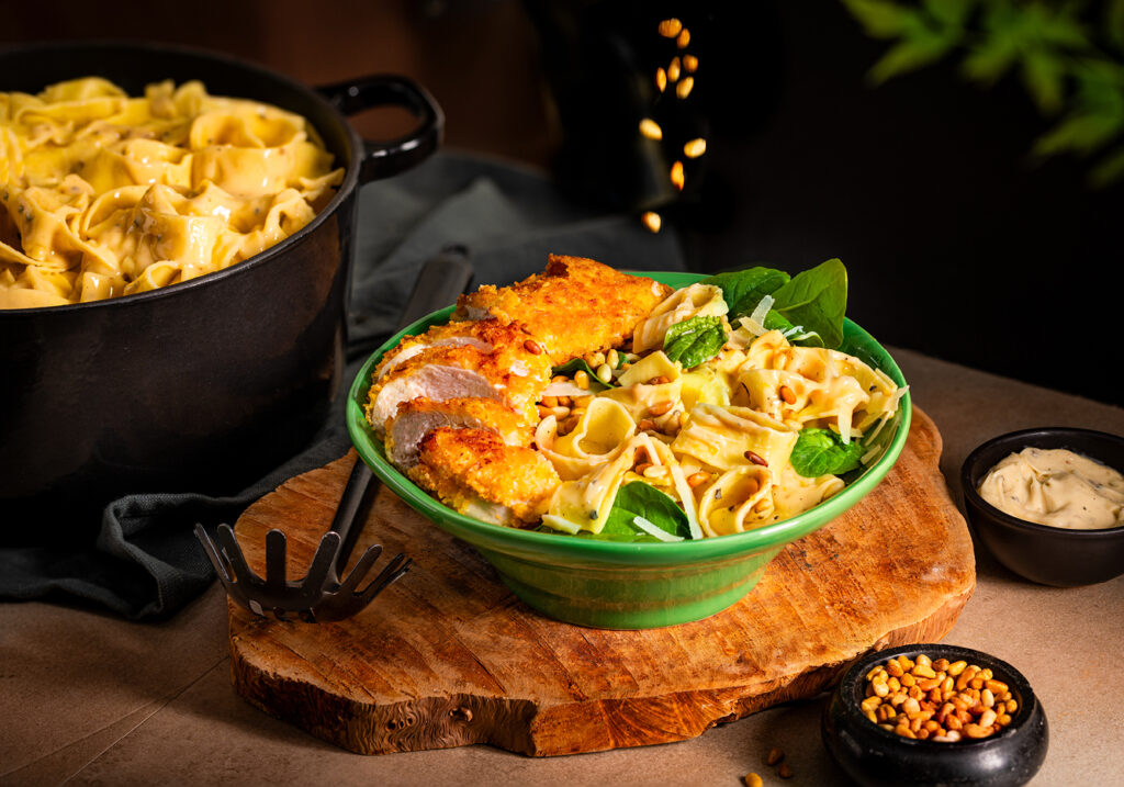 Frisse pasta met krokante kip, Bonte Peper