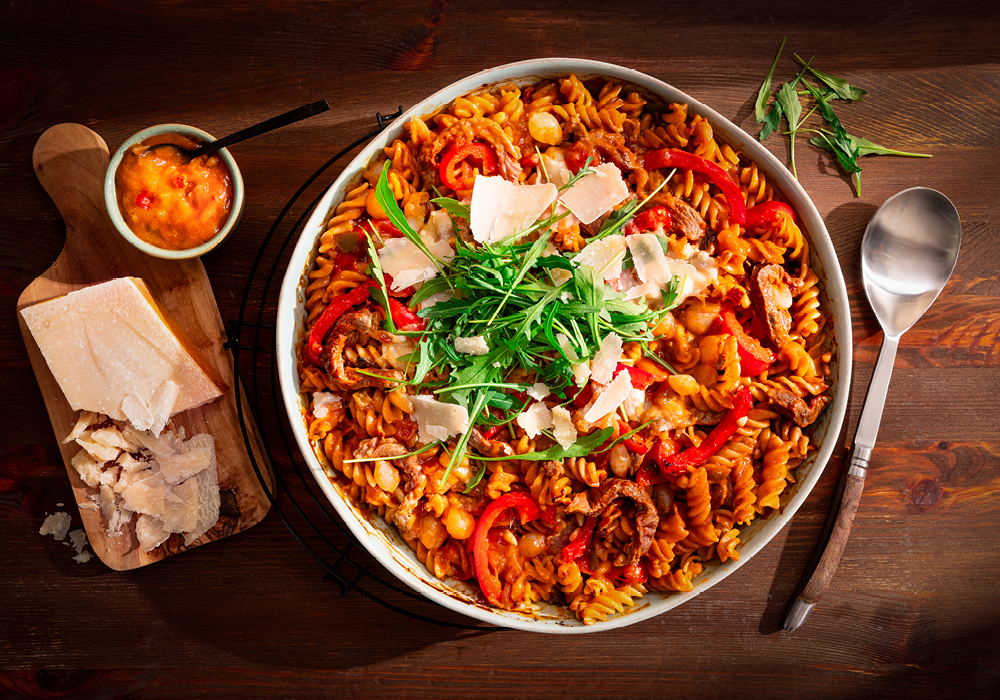 Beef stroganoff pastaschotel