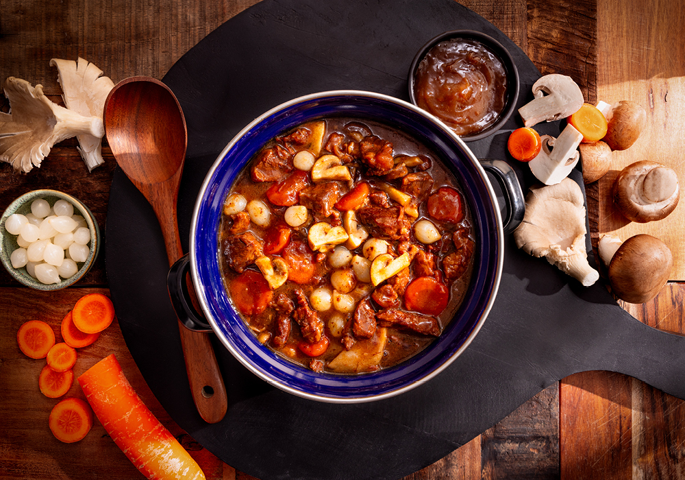 Klassieke stoof met champignons en oesterzwammen