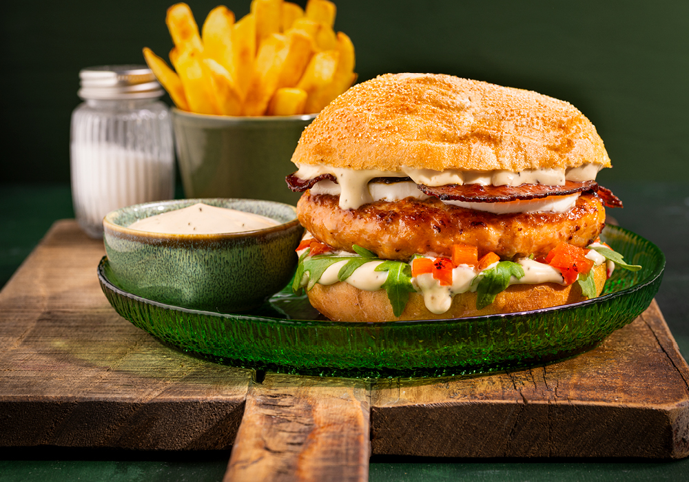 Italiaanse kipburger met Hela Truffel Flavoured Saus