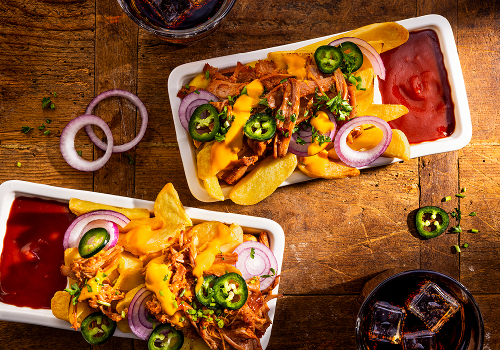 Loaded Fries Pulled Pork met Hela Tomaten Ketchup Original